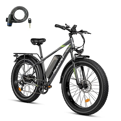 Mukkpet Suburban 750W Electric Bike for Adults, 25MPH Ebike, 26'' Fat Tire Electric Mountain Bikes 48V 15AH BMS Removable Battery Electric Bicycles