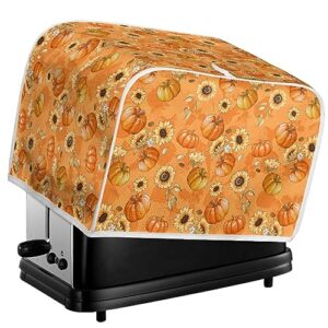 jiueut 4 slice toaster cover, fall sunflower pumpkin print bread toaster oven dustproof cover, waterproof kitchen small appliance cover broiler organizer bag anti fingerprint protection woman gifts