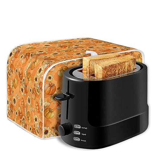 Jiueut 4 Slice Toaster Cover, Fall Sunflower Pumpkin Print Bread Toaster Oven Dustproof Cover, Waterproof Kitchen Small Appliance Cover Broiler Organizer Bag Anti Fingerprint Protection Woman Gifts