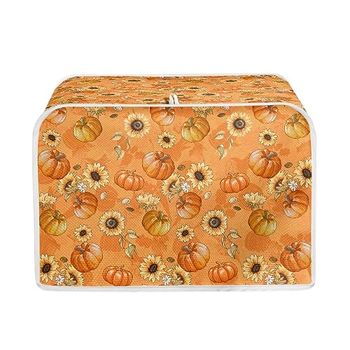 Jiueut 4 Slice Toaster Cover, Fall Sunflower Pumpkin Print Bread Toaster Oven Dustproof Cover, Waterproof Kitchen Small Appliance Cover Broiler Organizer Bag Anti Fingerprint Protection Woman Gifts