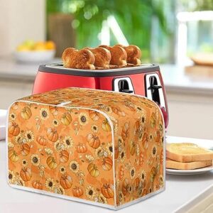 Jiueut 4 Slice Toaster Cover, Fall Sunflower Pumpkin Print Bread Toaster Oven Dustproof Cover, Waterproof Kitchen Small Appliance Cover Broiler Organizer Bag Anti Fingerprint Protection Woman Gifts