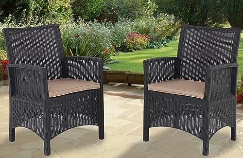 yoyomax Patio Furniture Set Clearance, Outdoor Rattan Chair for Garden, Porch, Yard, Backyard, Poolside-Black, 2PCS