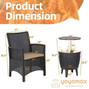 yoyomax Patio Furniture Set Clearance, Outdoor Rattan Chair for Garden, Porch, Yard, Backyard, Poolside-Black, 2PCS