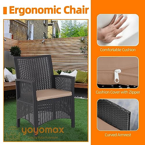 yoyomax Patio Furniture Set Clearance, Outdoor Rattan Chair for Garden, Porch, Yard, Backyard, Poolside-Black, 2PCS
