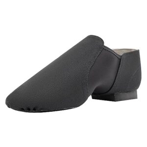 linodes unisex 09 canvas upper slip-on jazz shoe for women and men's dance shoes-black 8.5m