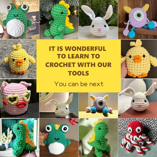 Mooaske Crochet Kit for Beginners with Crochet Yarn - Beginner Crochet Kit for Adults with Step-by-Step Video Tutorials - Crochet Kits Model Dinosaur