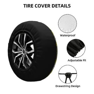 Yellow Gray Black Plaid Print Spare Tire Cover Funny Wheel Covers Waterproof Dust-Proof Wheel Protectors Fit for Trailer SUV Truck Camper 16 Inch