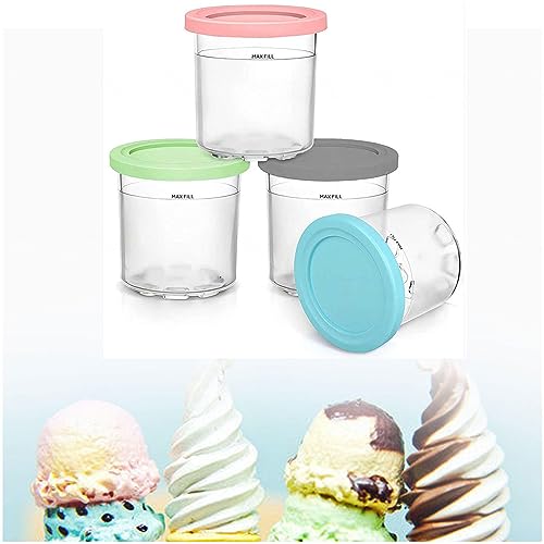 VRINO Creami Containers, for Ninja Creami Deluxe,16 OZ Creami Deluxe Pints Airtight,Reusable Compatible with NC299AMZ,NC300s Series Ice Cream Makers