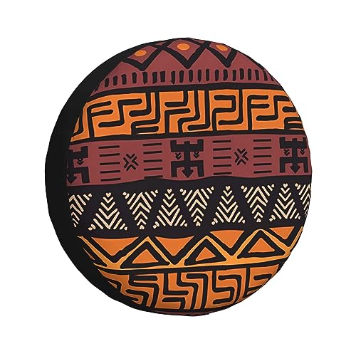 African Mud Cloth Tribal Spare Tire Cover 16 Inch Waterproof Dust-Proof Wheel Tire Cover Wheel Protector Fit for Trailer, Rv, SUV and Many Vehicle