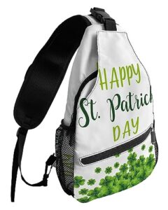 sling backpack, st.patrick's day shamrocks green waterproof lightweight small sling bag, travel chest bag crossbody shoulder bag hiking daypack for women men