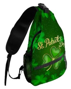 sling backpack, st. patrick's day lucky shamrock green waterproof lightweight small sling bag, travel chest bag crossbody shoulder bag hiking daypack for women men