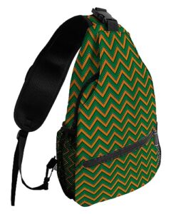 sling backpack, st. patrick's day minimalist green retro texture waterproof lightweight small sling bag, travel chest bag crossbody shoulder bag hiking daypack for women men