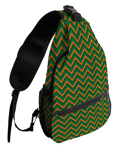 Sling Backpack, St. Patrick's Day Minimalist Green Retro Texture Waterproof Lightweight Small Sling Bag, Travel Chest Bag Crossbody Shoulder Bag Hiking Daypack for Women Men