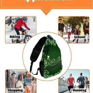 Sling Backpack, St. Patrick's Day Lucky Shamrock Spring Clover Green Waterproof Lightweight Small Sling Bag, Travel Chest Bag Crossbody Shoulder Bag Hiking Daypack for Women Men