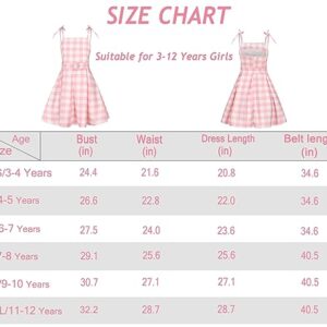 Hitormoon Girls Pink Costume Dress Movie Cosplay Princess Dress Up Kids Outfits with Pearl Belt and Daisy Accessories Birthday Party HN007L