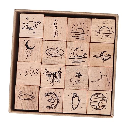 Wooden Scrapbook 16pcs Seal Mini Accessories Bathtub Star Stamp Vintage Wooden Stamps Diary Ink Wooden Scrapbook Wooden Stamper Creative Seal DIY Craft Tool Old Fashioned