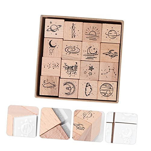 Wooden Scrapbook 16pcs Seal Mini Accessories Bathtub Star Stamp Vintage Wooden Stamps Diary Ink Wooden Scrapbook Wooden Stamper Creative Seal DIY Craft Tool Old Fashioned