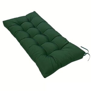 sumuri indoor/outdoor waterproof bench cushion, tufted loveseat cushion for patio furniture,non-slip bench pads with ties(color:dark green)
