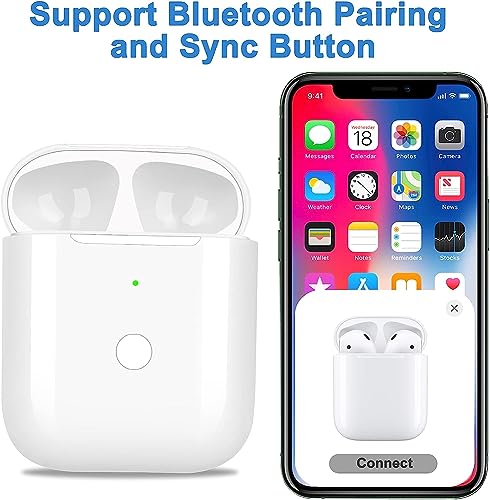 Upgraded Compatible with AirPods 1&2 Wireless Replacement Charging Case, Charger Case with Bluetooth Pairing Sync Button