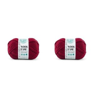 lion brand yarn wool-ease thick & quick yarn, soft and bulky yarn for knitting, crocheting, and crafting, 1 skein, cranberry (pack of 2)