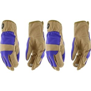 miracle-gro mg86206 padded palm gloves – [tan/purple, medium/large], synthetic leather palm, touchscreen compatible (pack of 2)