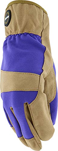 Miracle-Gro MG86206 Padded Palm Gloves – [Tan/Purple, Medium/Large], Synthetic Leather Palm, Touchscreen Compatible (Pack of 2)