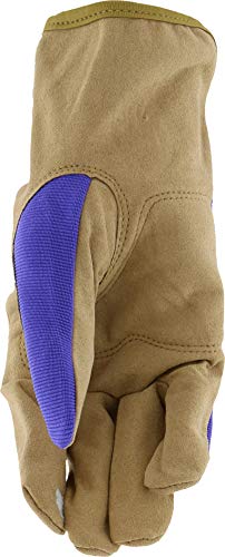 Miracle-Gro MG86206 Padded Palm Gloves – [Tan/Purple, Medium/Large], Synthetic Leather Palm, Touchscreen Compatible (Pack of 2)