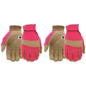 miracle-gro mg86205 general utility gloves – [medium/large], synthetic leather padded palm gloves, spandex back, adjustable hook and loop wrist, 1 count (pack of 2)