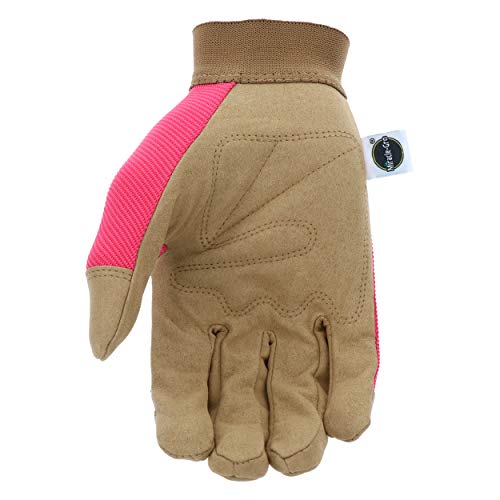 Miracle-Gro MG86205 General Utility Gloves – [Medium/Large], Synthetic Leather Padded Palm Gloves, Spandex Back, Adjustable Hook and Loop Wrist, 1 Count (Pack of 2)