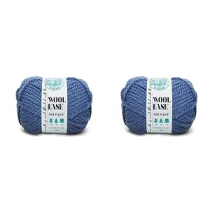 lion brand yarn wool-ease thick & quick yarn, soft and bulky yarn for knitting, crocheting, and crafting, 1 skein, denim (pack of 2)