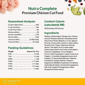 ULTIMATE PET NUTRITION Nutra Complete Premium Chicken Cat Food - Freeze Dried Chicken Cat Food - Feline Freeze Dried Food (12 Oz)