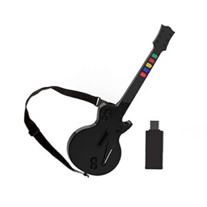 game*goby guitar hero controller for pc and ps3 - wireless guitar for guitar hero, rock band & clone hero games, guitar hero guitar with strap & wireless dongle (5 keys) (black lp)