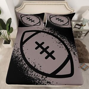 Feelyou Rugby Bed Sheets American Football Sports Sheet Set for Boys Girls Women Men Football Red Black Bed Set Ball Games Decor Sheets with 2 Pillowcases 4Pcs Bedding King