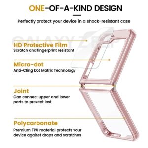 VEGO for Z Flip 5 Case, Ultra Slim Clear Case with Screen Protector, TPU Anti-Drop, Wear-Resistant, Spray Paint Bumper Cover Case for Samsung Flip 5 5G - Pink