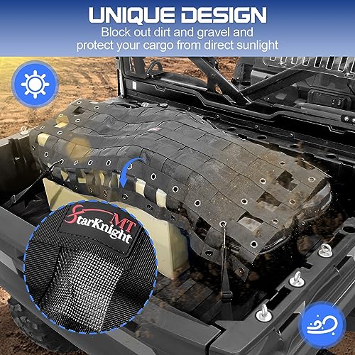 UTV Cargo Net -StarknightMT Universal UTV Bed Net with Adjustable Straps Compatible with Polaris Ranger General Can-am Defender Commander Kawasaki Mule CFmoto UForce 45.7 * 27.2 inch