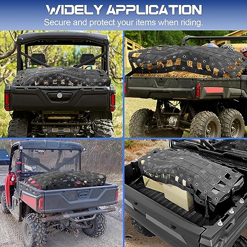 UTV Cargo Net -StarknightMT Universal UTV Bed Net with Adjustable Straps Compatible with Polaris Ranger General Can-am Defender Commander Kawasaki Mule CFmoto UForce 45.7 * 27.2 inch