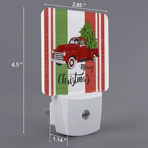 Night Light Plug in LED Night Lamp Automatic Sensor Night Lights Plug into Wall, Christmas Truck Xmas Tree Red Green Stripe Square Dim Night-Lights for Bedroom Bathroom Kitchen Hallway Home Decor