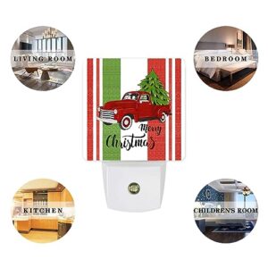 Night Light Plug in LED Night Lamp Automatic Sensor Night Lights Plug into Wall, Christmas Truck Xmas Tree Red Green Stripe Square Dim Night-Lights for Bedroom Bathroom Kitchen Hallway Home Decor