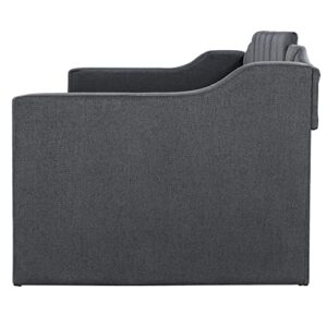 Eafurn Twin Trundle, Upholstered Daybed/Sofa Bed with Swooping Armrest and Backrest for Living Room,Bedroom,Apartment,No Box Spring Needed, Black 81.3''L