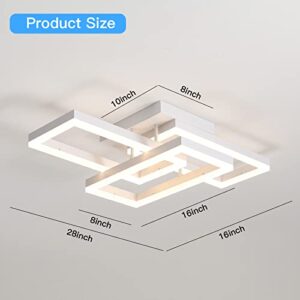 LED Ceiling Lights Fixture, Square Modern Ceiling Light, 100W LED Flush Mount Ceiling Light Fixtures, Remote Control Dimmable 3000K-6500K for Dining Room, Living Room, Kitchen, Bedroom, Office (White)