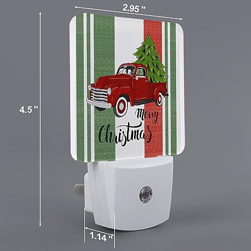 Night Light Plug in LED Night Lamp Automatic Sensor Night Lights Plug into Wall, Christmas Truck Xmas Tree Red Green Stripe Square Dim Night-Lights for Bedroom Bathroom Kitchen Hallway Home Decor