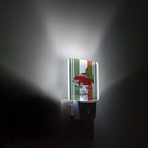 Night Light Plug in LED Night Lamp Automatic Sensor Night Lights Plug into Wall, Christmas Truck Xmas Tree Red Green Stripe Square Dim Night-Lights for Bedroom Bathroom Kitchen Hallway Home Decor