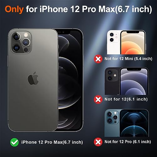 SUPFINE Magnetic for iPhone 12 Pro Max Case (Compatible with MagSafe) (12 FT Military Grade Drop Protection) 2X(Tempered Glass Screen Protector and Camera Lens Protector) Non-Slip Case, Deep Blue