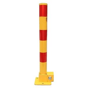 tzufa car parking space lock bollard, high visibility yellow and red lockable fold down car parking barrier post, private car park driveway guard saver blocker with locking base (color : red)