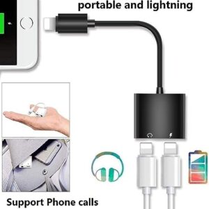 [Apple MFi Certified] iPhone Adapter,2 Pack Headphone Adapter for iPhone,Dual Lightning Audio Splitter Headphones and Charging Adapter for iPhone 14/13/12/11 Pro Max/XS/XR/X/8/7/6 Support Call