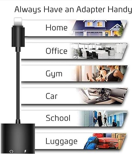 [Apple MFi Certified] iPhone Adapter,2 Pack Headphone Adapter for iPhone,Dual Lightning Audio Splitter Headphones and Charging Adapter for iPhone 14/13/12/11 Pro Max/XS/XR/X/8/7/6 Support Call