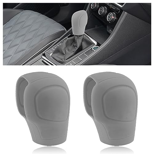 SSNNUU 2Pcs Silicone Car Gear Shift Cover,Great Anti-Slip Automatic Gear Shift Knob Stick Protector for Man&Women Car Decor,Universal Interior Car Accessories for Car SUV Truck (Gray)