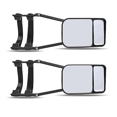 Ajxn 2 PCS Car Mirror Extensions, Clip on Side Extension Mirror, Clamp-on Towing Mirrors, Universal Towing Mirrors, 360 Degrees Rotation Adjustable Tow Mirror, for Car, Truck, Trailer (Black #467)