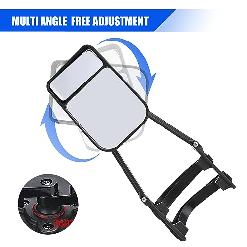 Ajxn 2 PCS Car Mirror Extensions, Clip on Side Extension Mirror, Clamp-on Towing Mirrors, Universal Towing Mirrors, 360 Degrees Rotation Adjustable Tow Mirror, for Car, Truck, Trailer (Black #467)