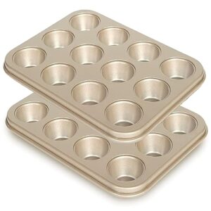 hpaliprt brownie cake pan with dividers - 2 pack 12-cavity mini non stick all edges rounded cupcake pans baking carbon steel bread mold small edge 3x4 individual cutter sheet tray for cookie oven